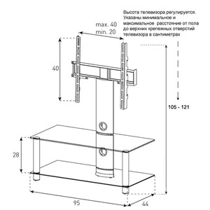 Тумба с ТВ стендом Sonorous NEO 95 B SLV