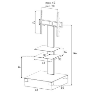 Тумба с ТВ стендом Sonorous PL 2525-B-INX