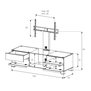 Тумба с ТВ стендом Sonorous MD 8540-B-INX-MOL