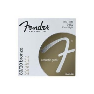 Струны для акустической гитары Fender STRINGS NEW ACOUSTIC 70XL 80/20 BRNZ BALL END 10-48