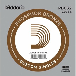 Cтруна для акустической гитары DAddario PB032 Phosphor Bronze