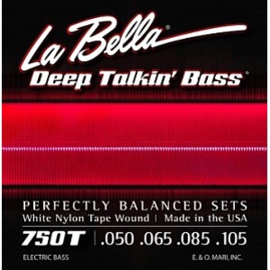 Струны для 5-ти струнной бас гитары LA BELLA 750T-B Deep Talkin' Bass White Nylon Tape Wound Light