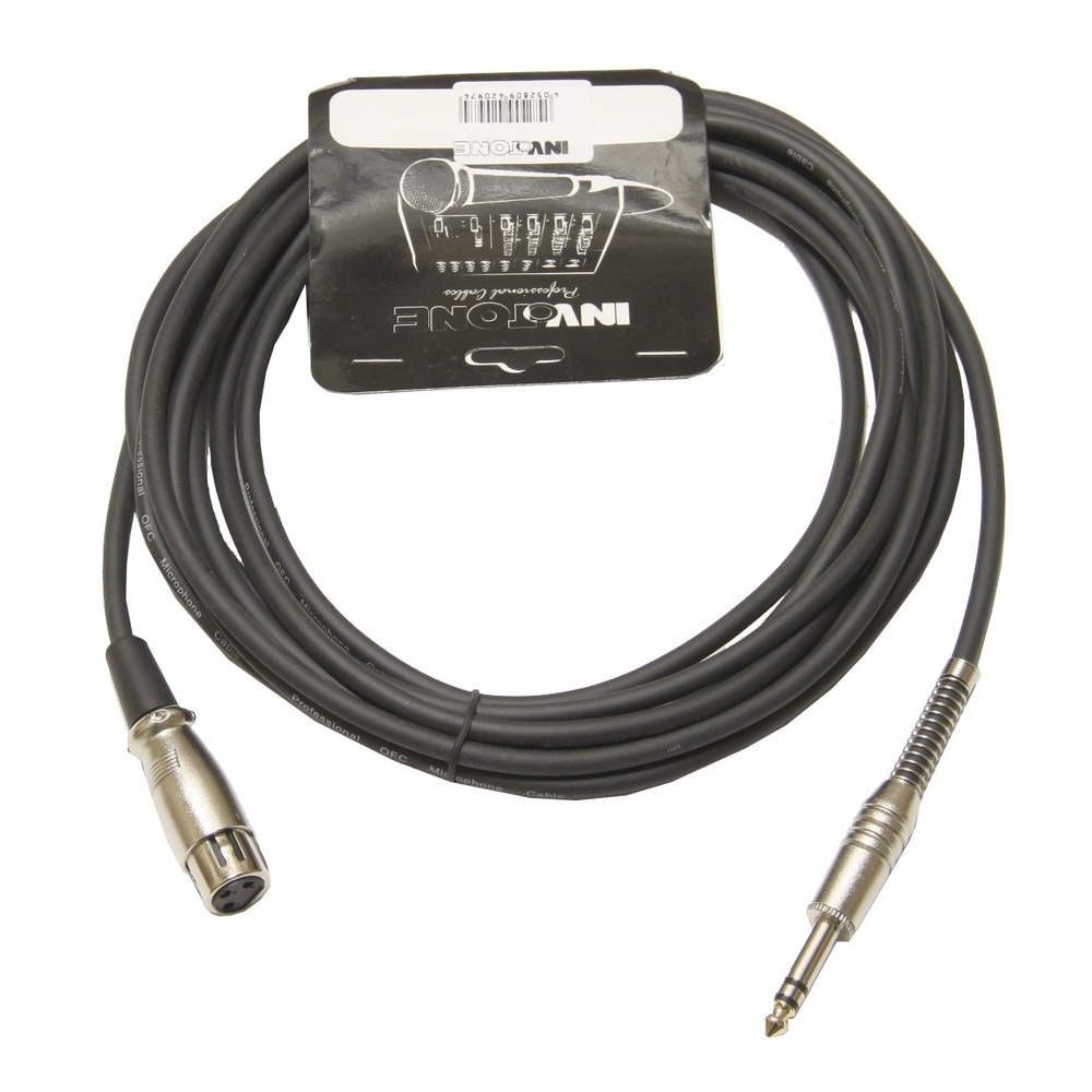 Кабель аудио 1xJack - 1xXLR Invotone ACM1005FS BK 5m