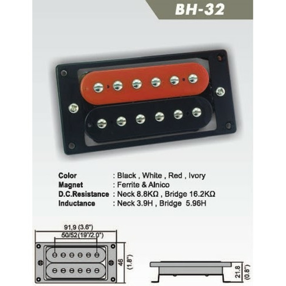 Звукосниматель магнитный хамбакер нековый Belcat BH-32Neck-WH