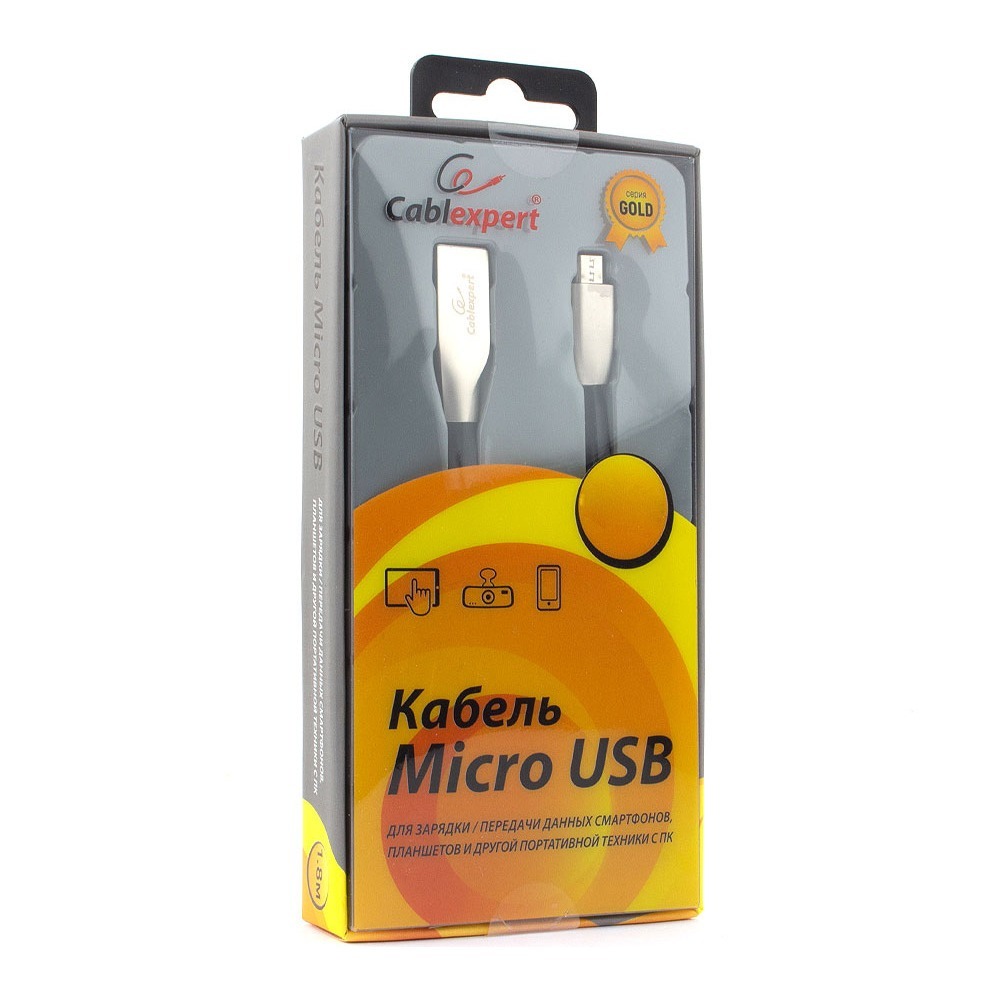 Кабель USB 2.0 Тип A - B micro Cablexpert CC-G-mUSB01Bk-1.8M 1.8m