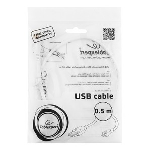 Кабель USB 2.0 Тип A - B micro Cablexpert CCP-mUSB2-AMBM-W-0.5M 0.5m