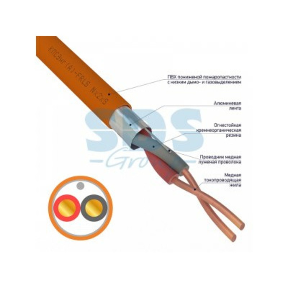 Кабель огнестойкий Rexant 01-4902-1 КПСЭнг(А)-FRLS 1x2x0,50 мм2 (200 метров)