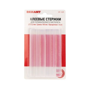 Стержни клеевые Rexant 09-1225 11 мм, 100 мм, прозрачные (6 шт./уп.)