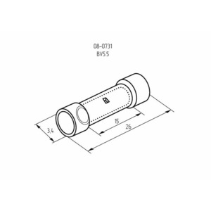 Соединительная гильза изолированная Rexant 08-0731 L-26 мм 4-6 мм  желтая (100 штук)