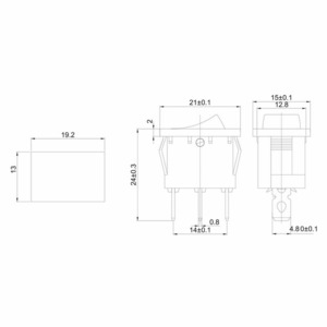 Выключатель клавишный Rexant 36-2150 250V 6А (3с) ON-OFF красный с подсветкой Mini, 10шт