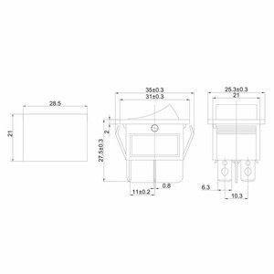 Выключатель клавишный Rexant 36-2340 250V 20А (4с) ON-OFF красный с подсветкой, 10шт