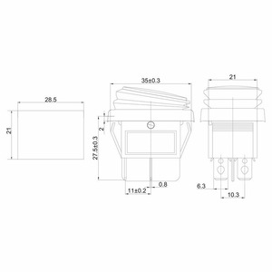 Выключатель клавишный Rexant 06-0307-C 250V 15А (4с) ON-OFF красный с подсветкой ВЛАГОЗАЩИТА, 10шт