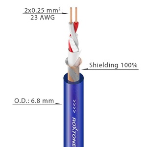 Кабель микрофонный в нарезку Roxtone MC080 Blue