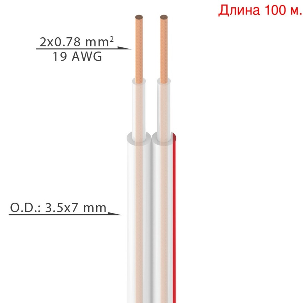 Кабель акустический на метраж Roxtone SC002A Transparent (100м.)